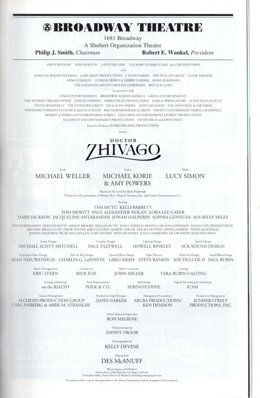 Cast — Doctor Zhivago Signed Autographed Cast Playbill, image 2
