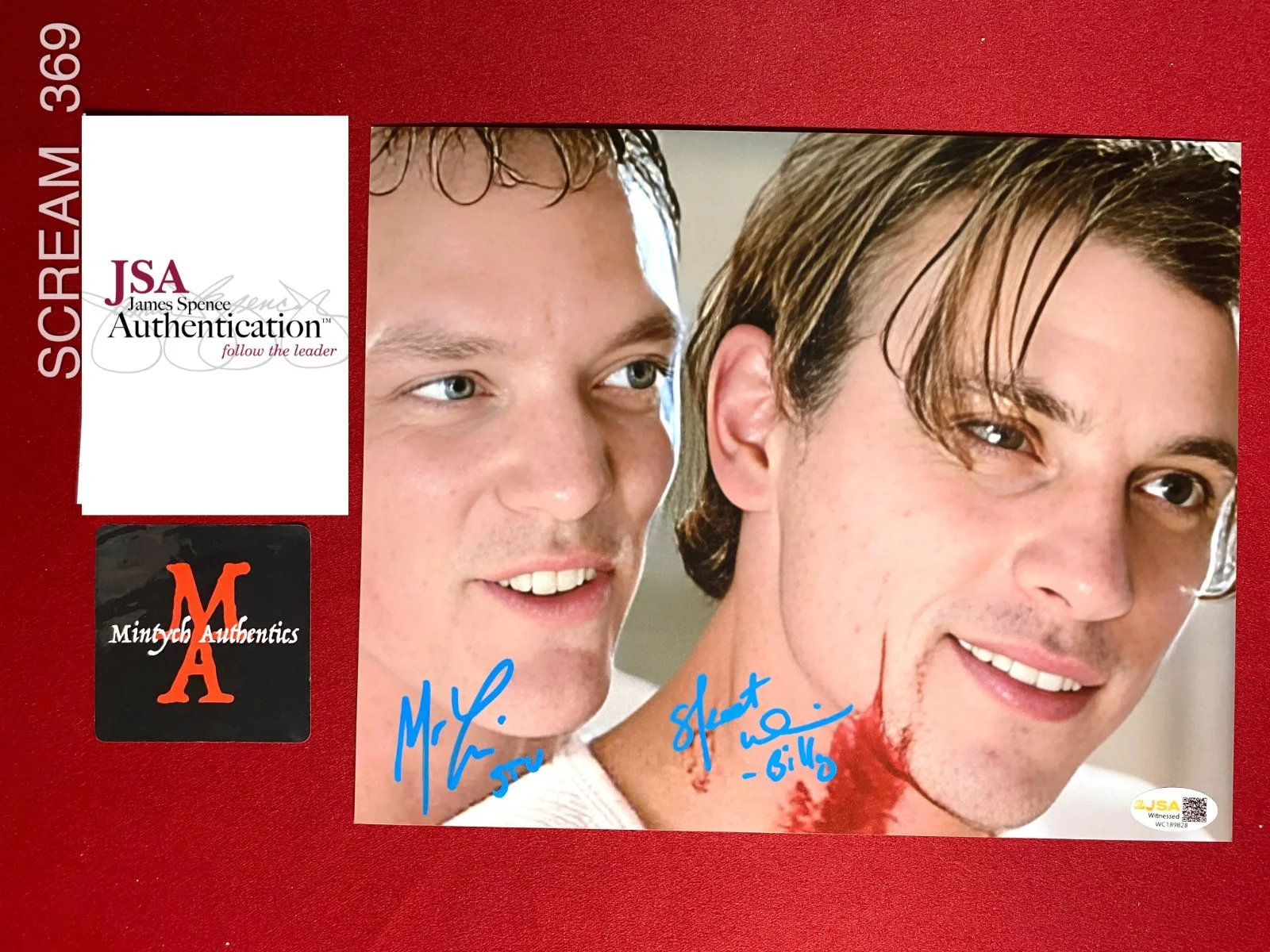 Skeet Ulrich Matthew Lillard — Matthew Lillard Skeet Ulrich Scream dual signed 8x10 photo Ghostface JSA COA