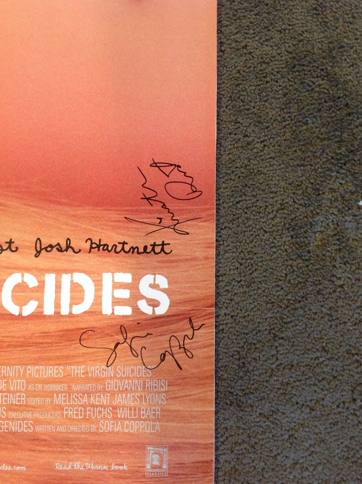 KIRSTEN DUNST & SOFIA COPPOLA SIGNED VIRGIN SUICIDES Original MOVIE POSTER, image 2