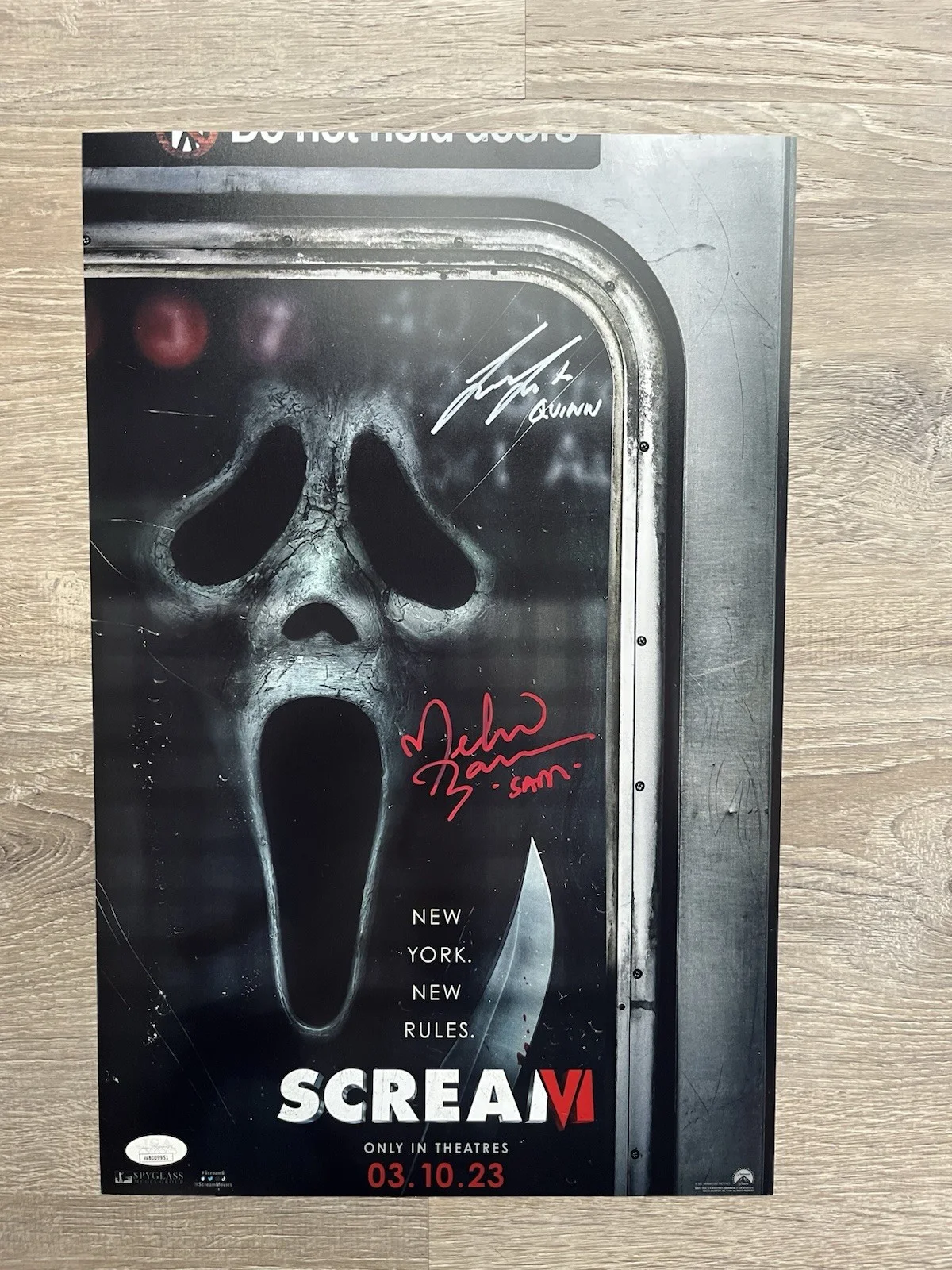 Melissa Barrera — Melissa Barrera Liana Liberato Dual Signed Scream 11x17 Photo JSA COA Ghostface, image 2
