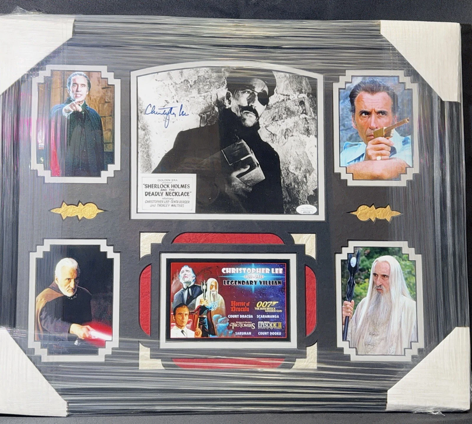 CHRISTOPHER LEE — CHRISTOPHER LEE STAR WARS DOOKU RARE SIGNED Sherlock Holmes FRAMED DISPLAY JSA, изображение 2