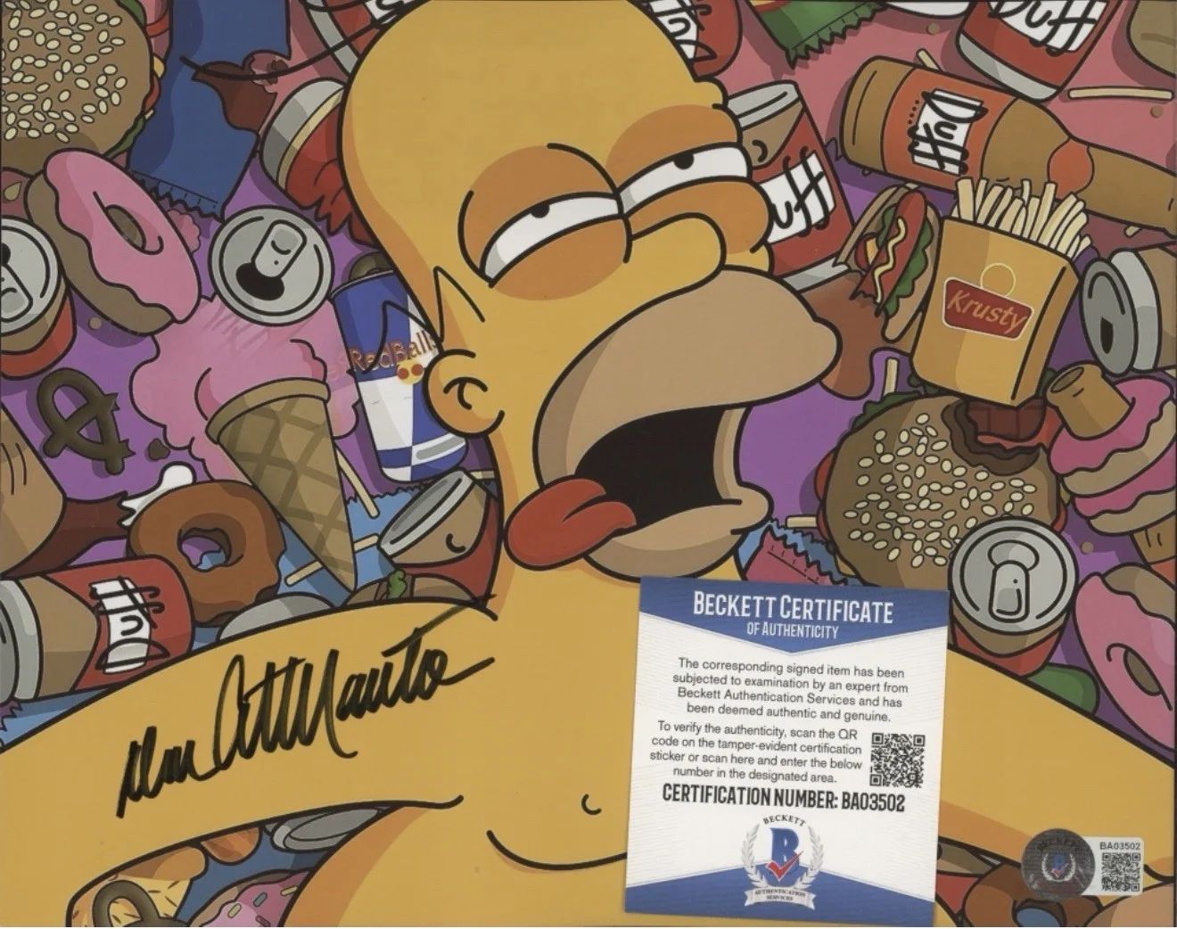 DAN CASTELLANETA Signed Autograph BY 8x10 photo HOMER SIMPSON COA. BECKETT, image 2