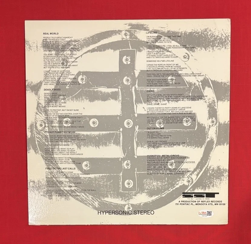 Bob Mould Greg Norton Grant Hart HUSKER DU Autographed METAL CIRCUS Vinyl JSA, image 3