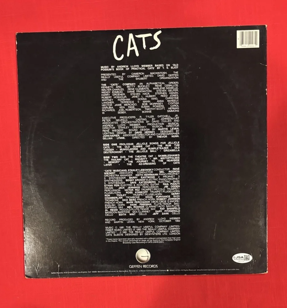 Andrew Lloyd Webber CATS Vinyl Album Signed Autographed JSA, image 2