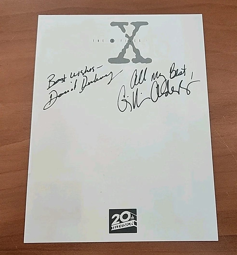 David Duchovny Gillian Anderson Autographed Photo Front And Back X-Files 7x5, image 2