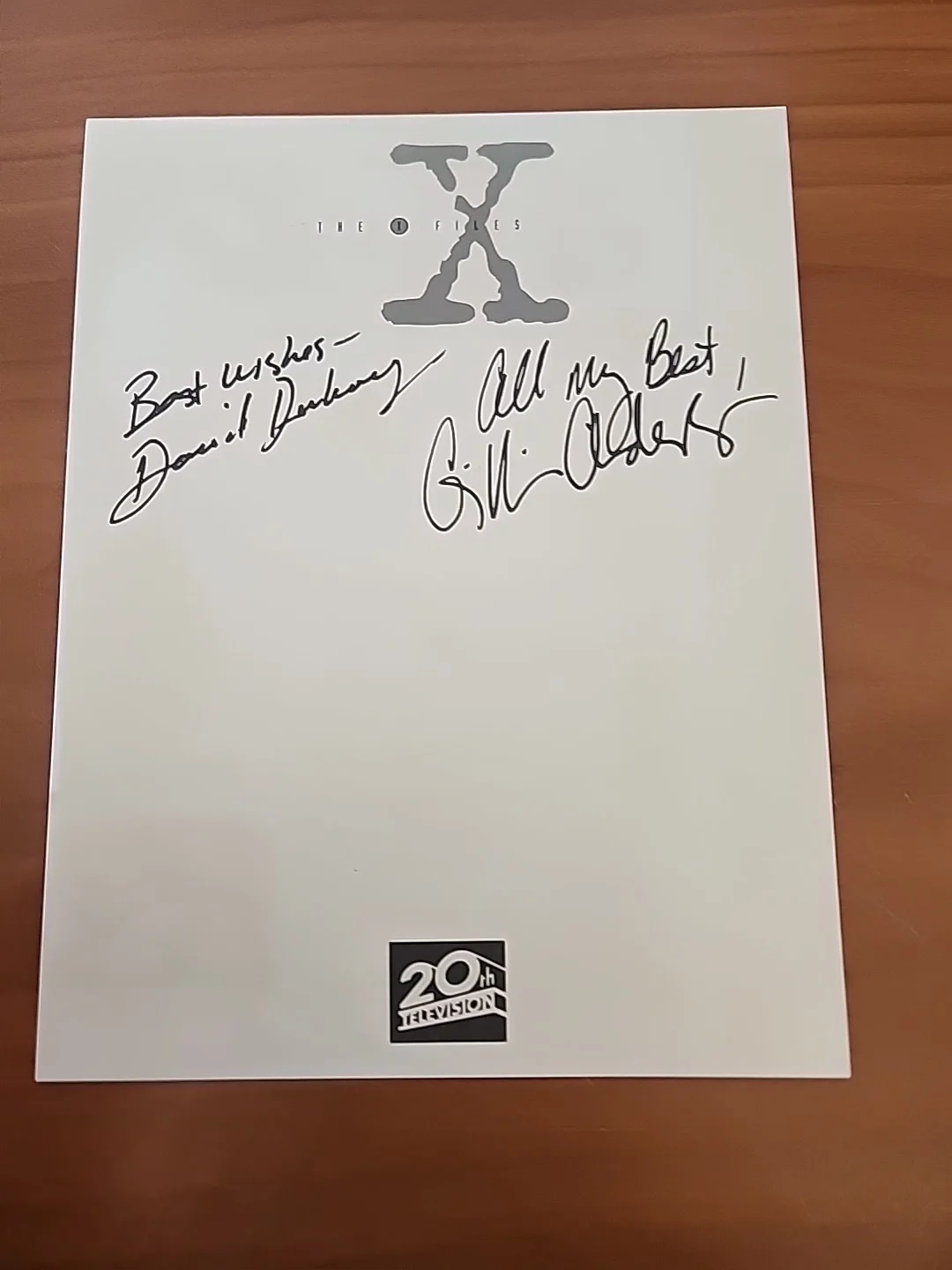 David Duchovny Gillian Anderson Autographed Photo Front And Back X-Files 7x5, image 3