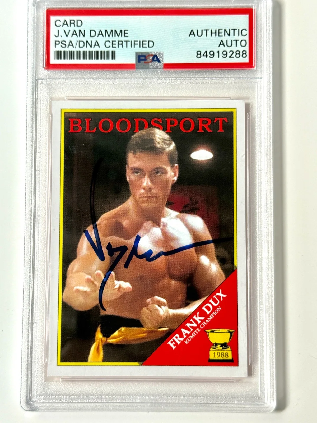 Jean Claude Van Damme — Jean Claude Van Damme Autographed Bloodsport Set Card PSA/DNA AUTH AUTO