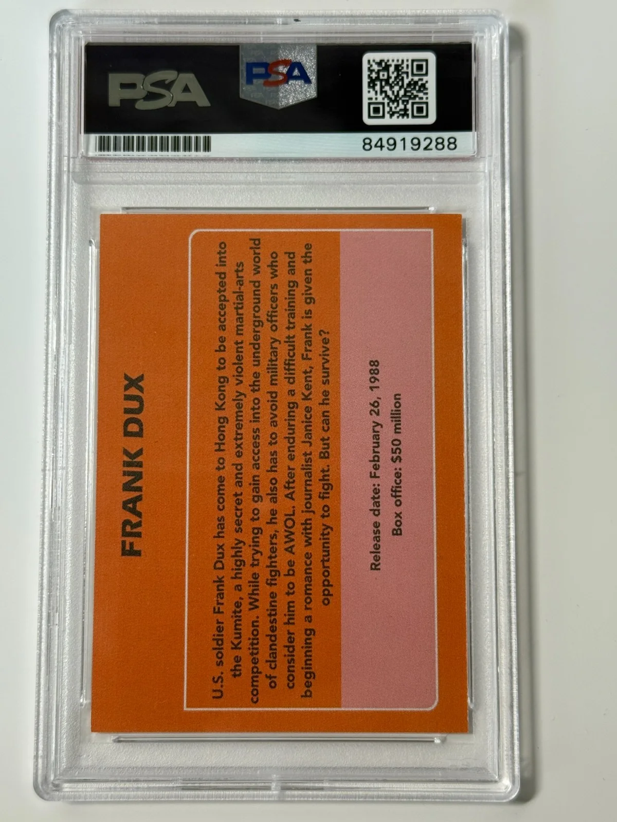 Jean Claude Van Damme — Jean Claude Van Damme Autographed Bloodsport Set Card PSA/DNA AUTH AUTO, изображение 3