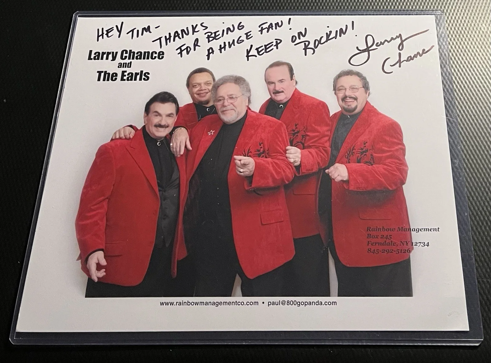 Larry Chance and The Earls Signed 8x10 Promotional Photo w/ COA Top Loader, image 2