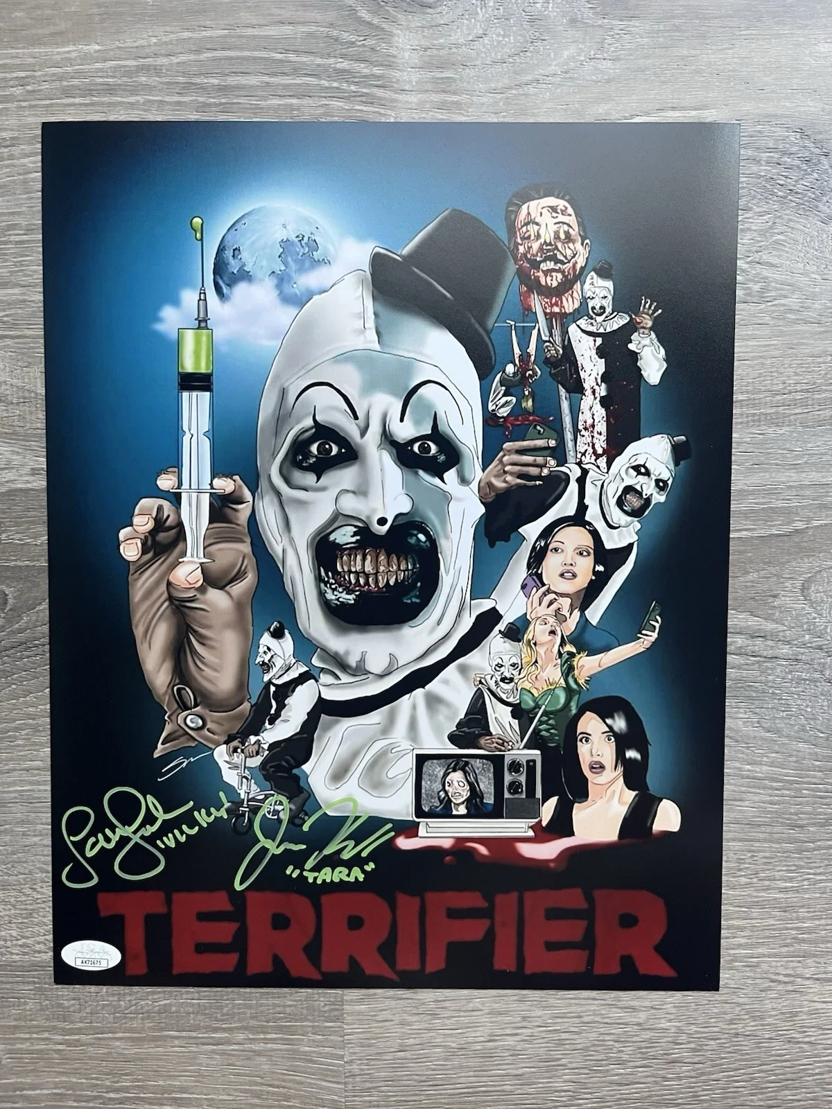 Samantha Scaffidi — Samantha Scaffidi Jenna Kanell Signed Terrifier 11x14 Photo JSA Art The Clown, изображение 2