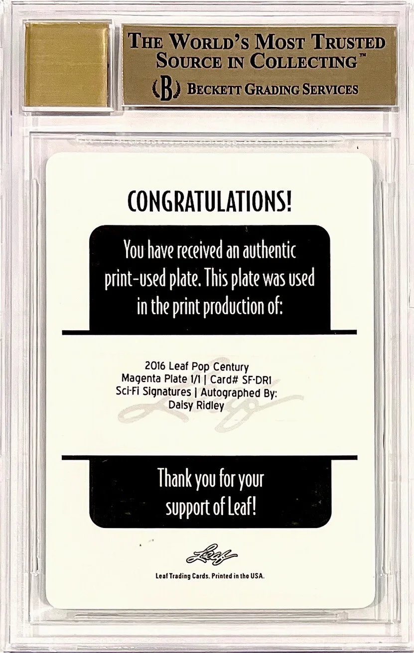 Daisy Ridley — 2016 DAISY RIDLEY *RARE* 1/1 AUTO BGS 9.5/10 LEAF 1/1 (PRINT PLATE) STAR WARS, изображение 2