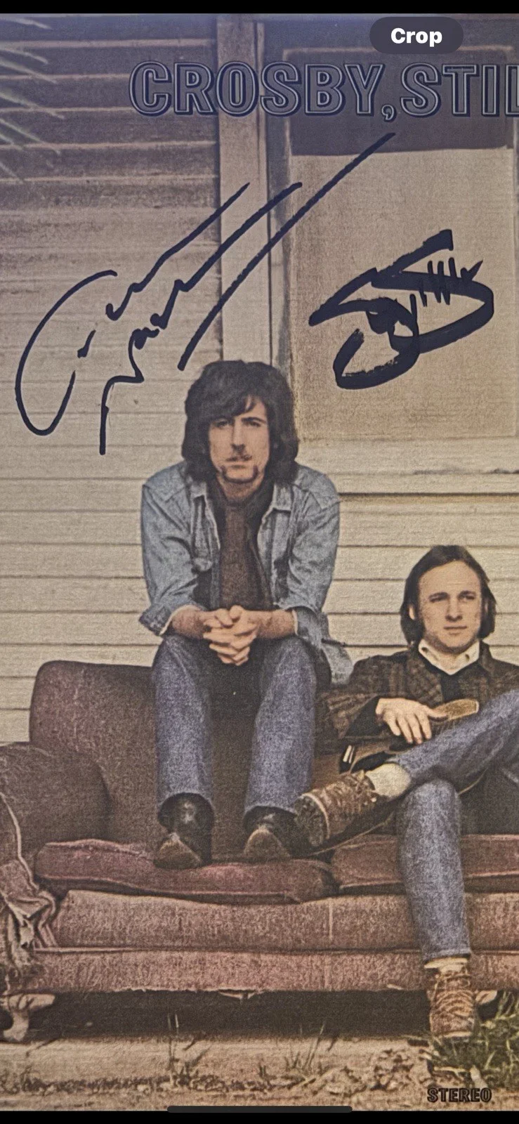 Crosby stills Nash Vinyl Album Record signed By Graham Nash Stephen Stills, image 2