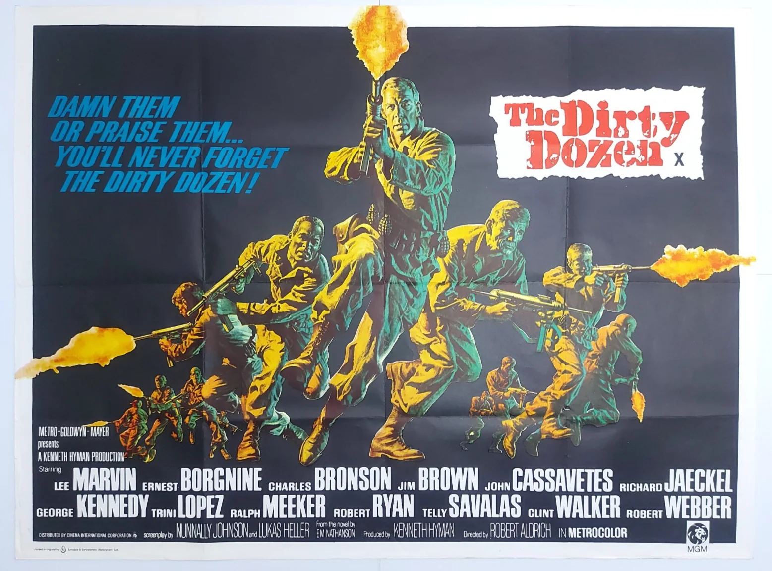 THE DIRTY DOZEN ORIGINAL UK QUAD FILM POSTER 1967, изображение 2