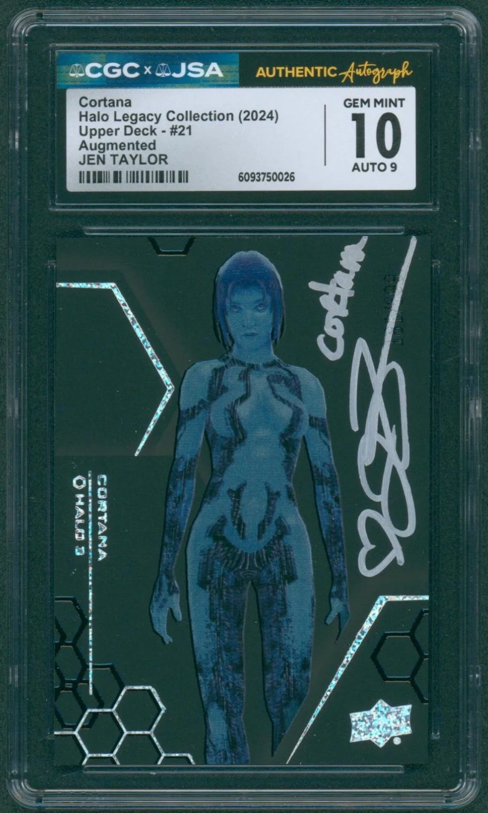 Jen Taylor — Jen Taylor Signed Card Halo Legacy Cortana Augmented Gem Mint 10 CGC x JSA SLAB