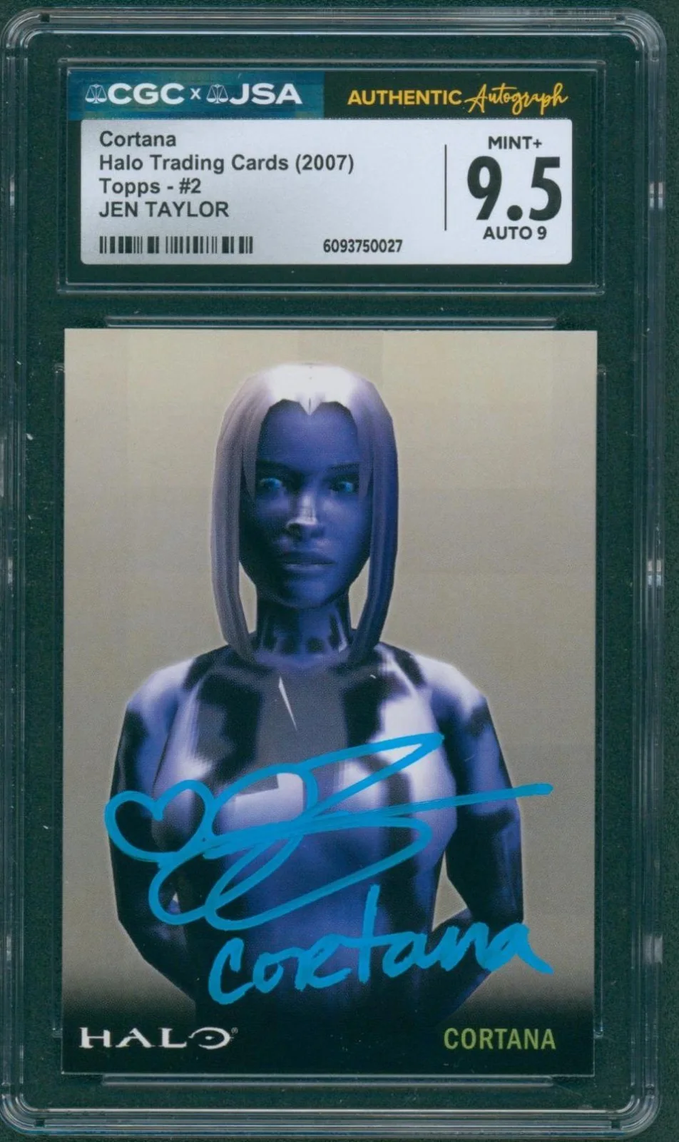 Jen Taylor — Jen Taylor Signed Card Halo Cortana Topps 2007 Gem Mint+ 9.5 CGC x JSA SLAB