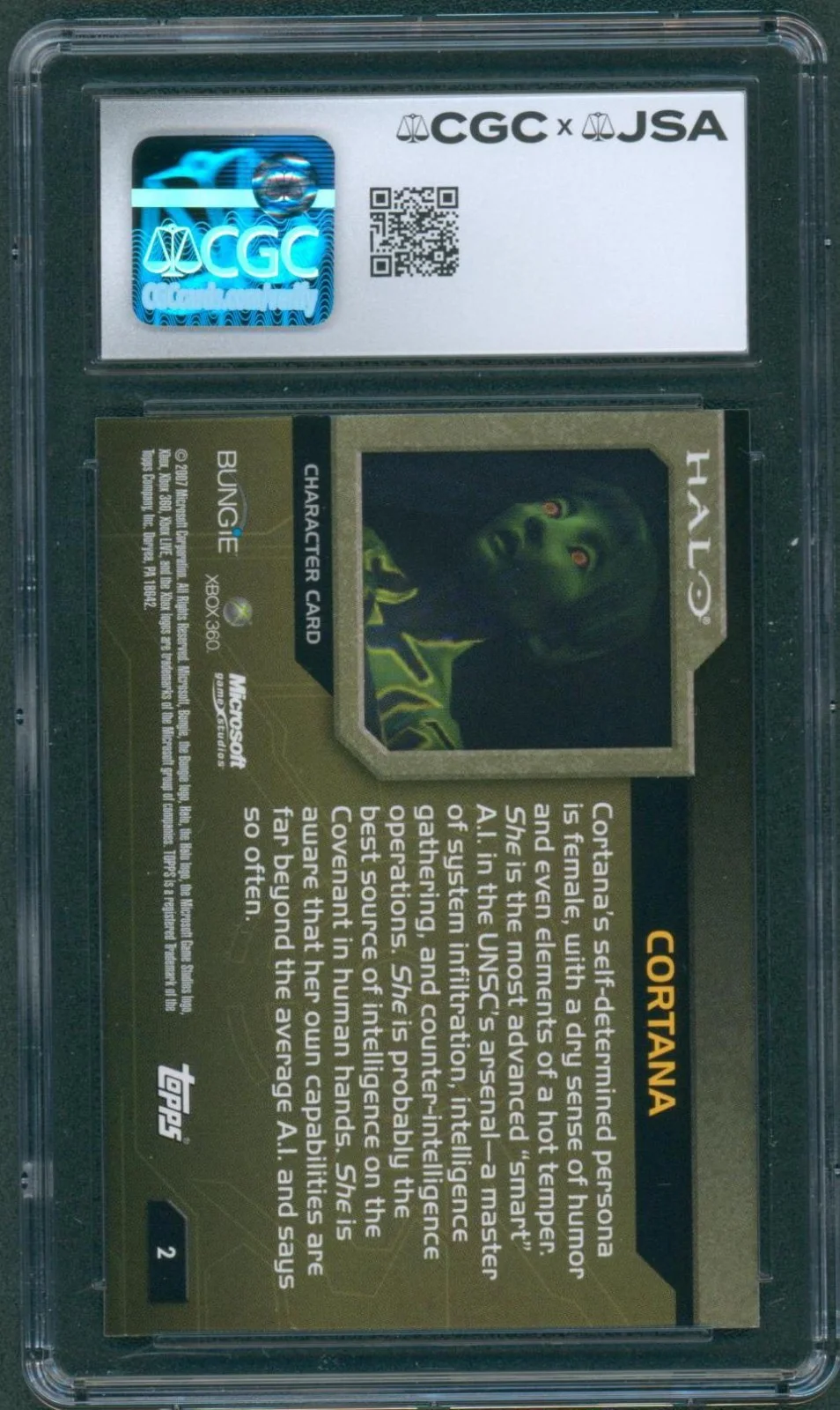 Jen Taylor — Jen Taylor Signed Card Halo Cortana Topps 2007 Gem Mint+ 9.5 CGC x JSA SLAB, изображение 2