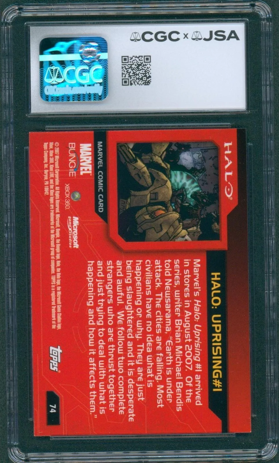 Steve Downes — Steve Downes Signed Card Halo Master Chief Topps 2007 Mint+ 9.5 CGC x JSA SLAB, image 2
