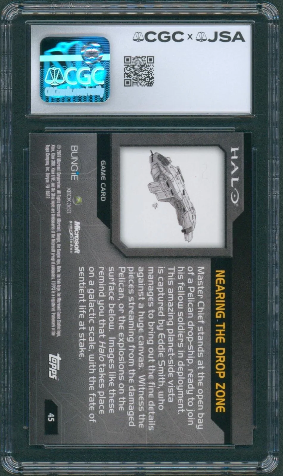 Steve Downes — Steve Downes Signed Card Halo Master Chief Auto Topps 2007 Mint 9 CGC x JSA SLAB, image 2