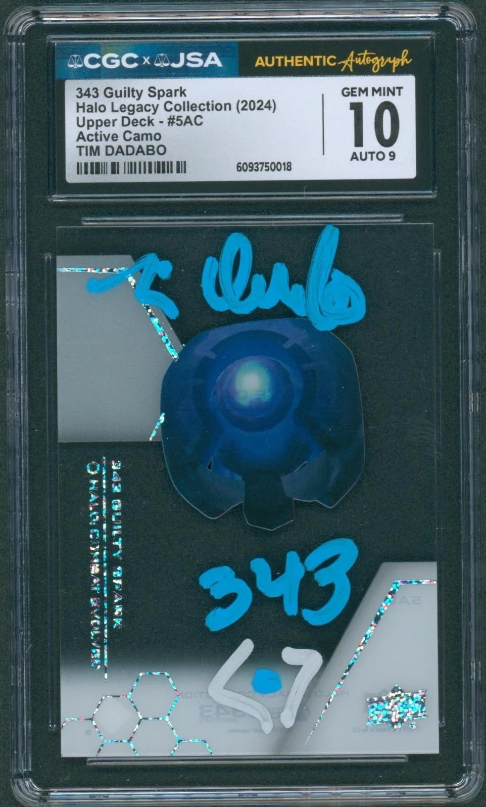 Tim Dadabo — Tim Dadabo Signed Card Halo Legacy Guilty Spark Gem Mint 10 CGC x JSA SLAB