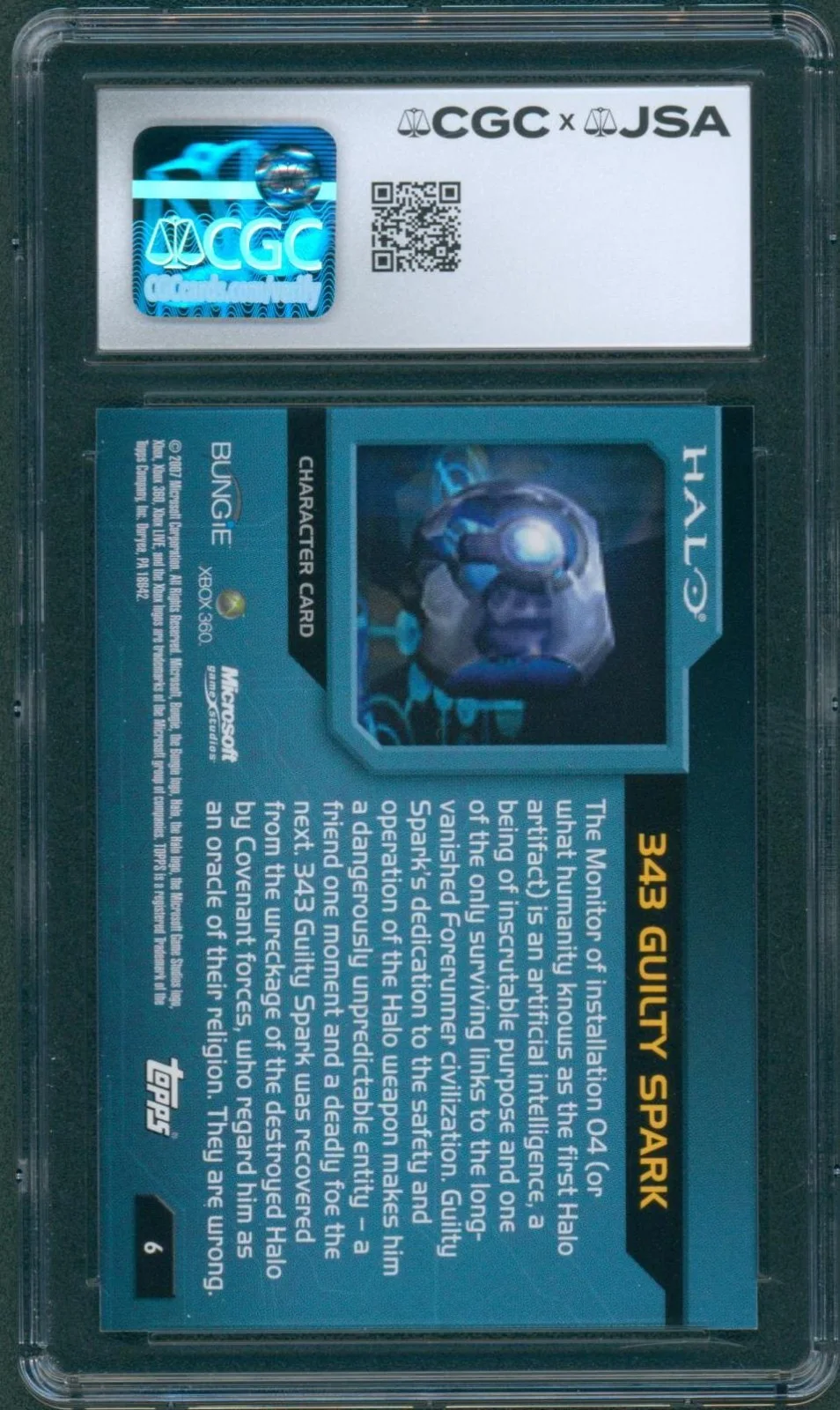 Tim Dadabo — Tim Dadabo Signed Card Halo Guilty Spark Topps 2007 Gem Mint 10 CGC x JSA SLAB, image 2