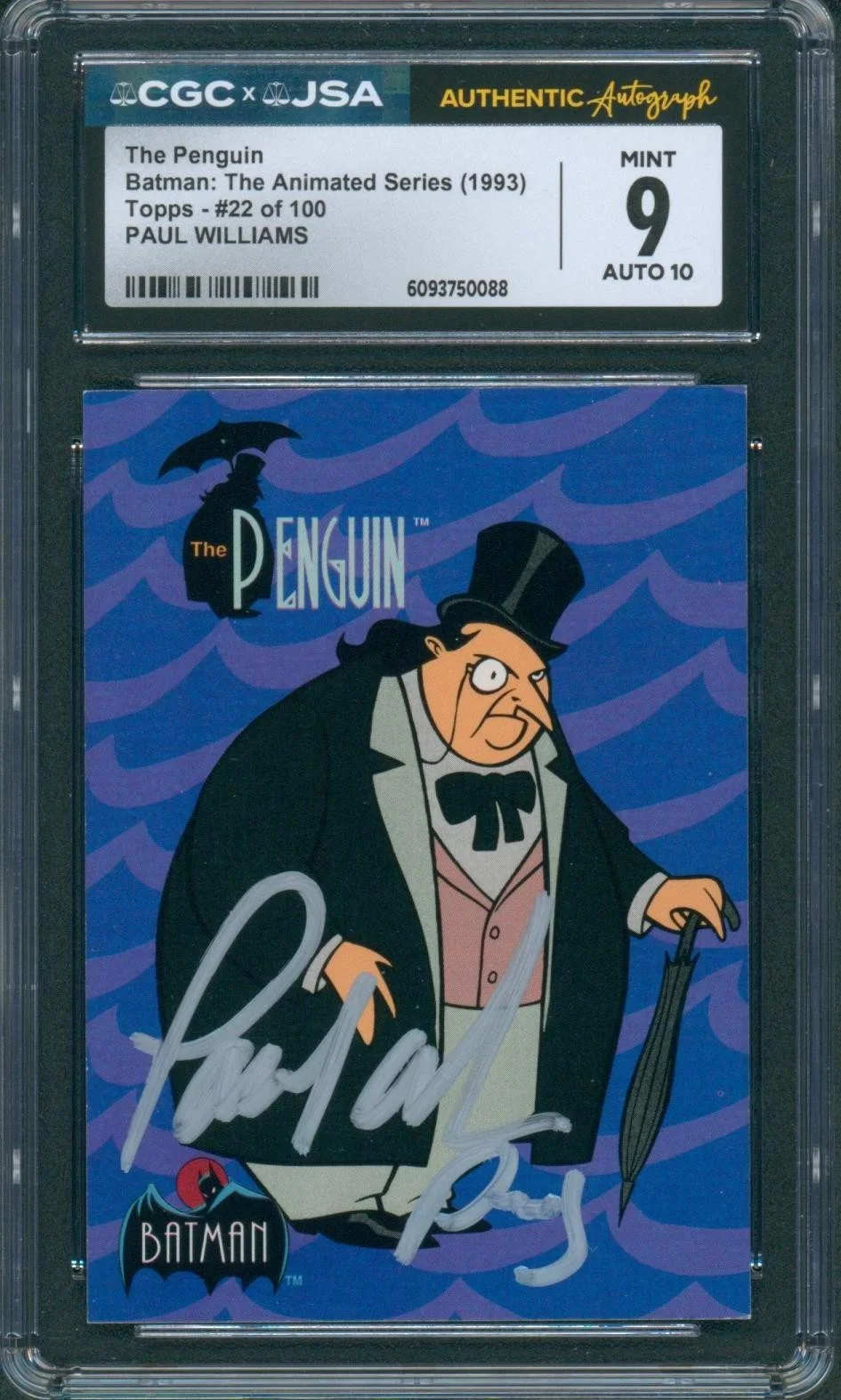 Paul Williams — Paul Williams Signed Card Batman Animated Series Penguin Mint 9 CGC x JSA SLAB