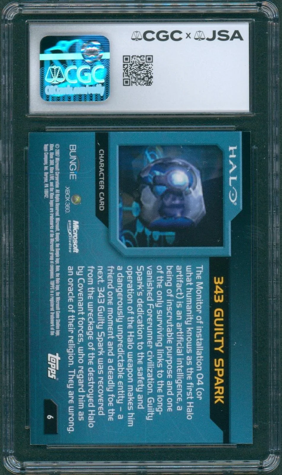 Tim Dadabo — Tim Dadabo Signed Card Halo Guilty Spark Topps 2007 Gem Mint 10 CGC x JSA SLAB, image 2
