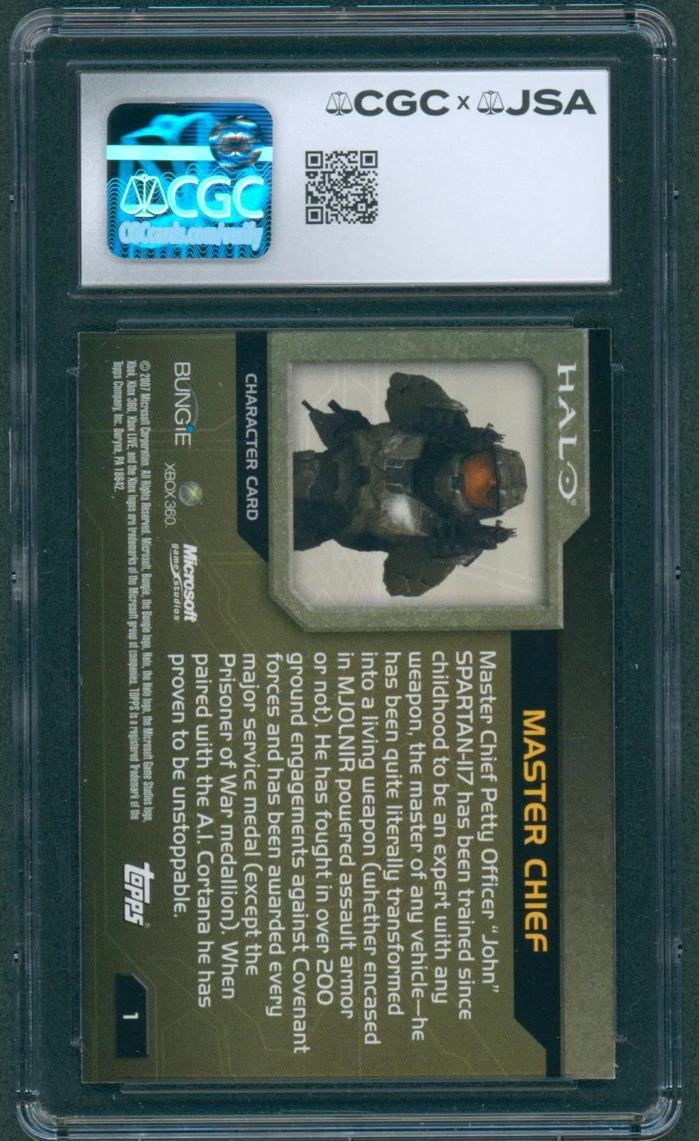 Steve Downes — Steve Downes Signed Card Halo Master Chief Auto Topps 2007 Mint 9 CGC x JSA SLAB, image 2
