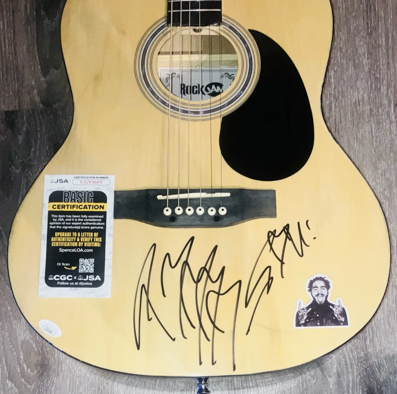 POST MALONE SIGNED AUTOGRAPHED F/S 41” INCH TAN ACOUSTIC GUITAR JSA COA RARE!, image 2