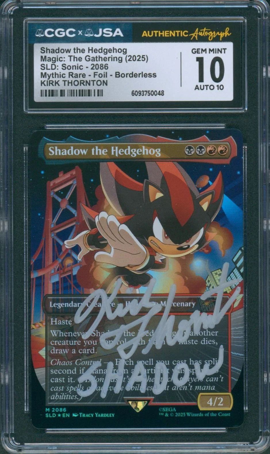 Kirk Thornton — Kirk Thornton Signed Card Shadow Sonic x Magic Foil Gem Mint 10 CGC x JSA SLAB