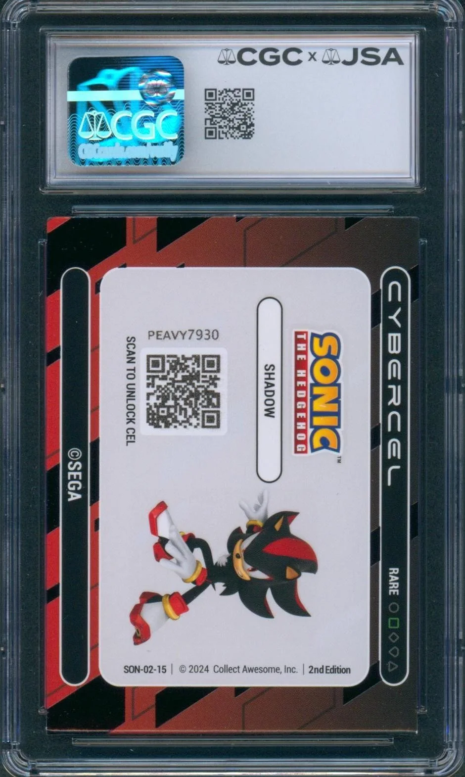 Kirk Thornton — Kirk Thornton Signed Card Shadow Sonic Hedgehog Cybercel Mint 9 CGC x JSA SLAB, image 2