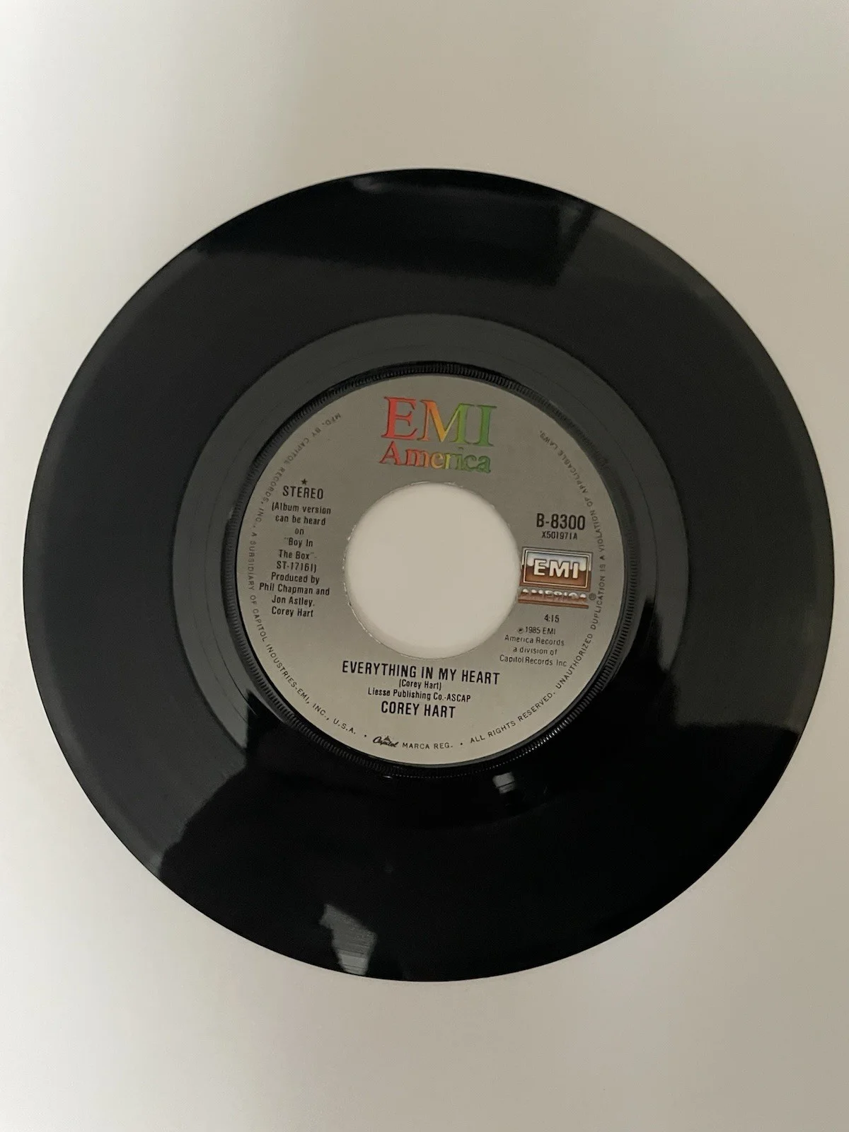 Cory Hart Signed Everything In My Heart 7 45 EMI Records 1985, image 4