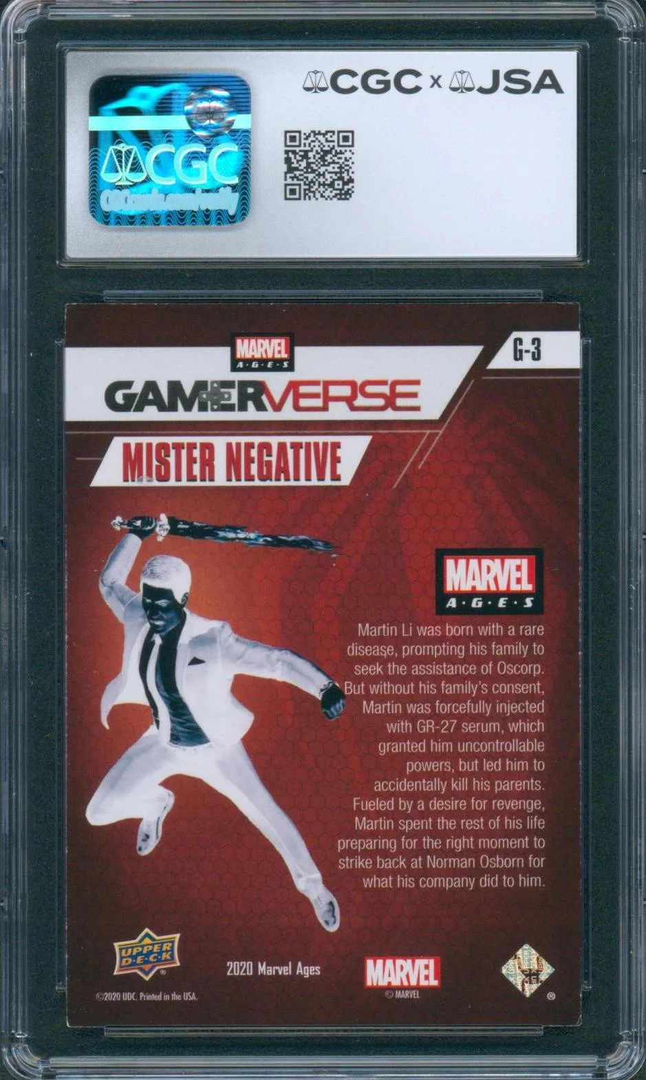 Stephen Oyoung — Stephen Oyoung Signed Card Spider-Man Mr. Negative Autograph CGC x JSA SLAB, image 2