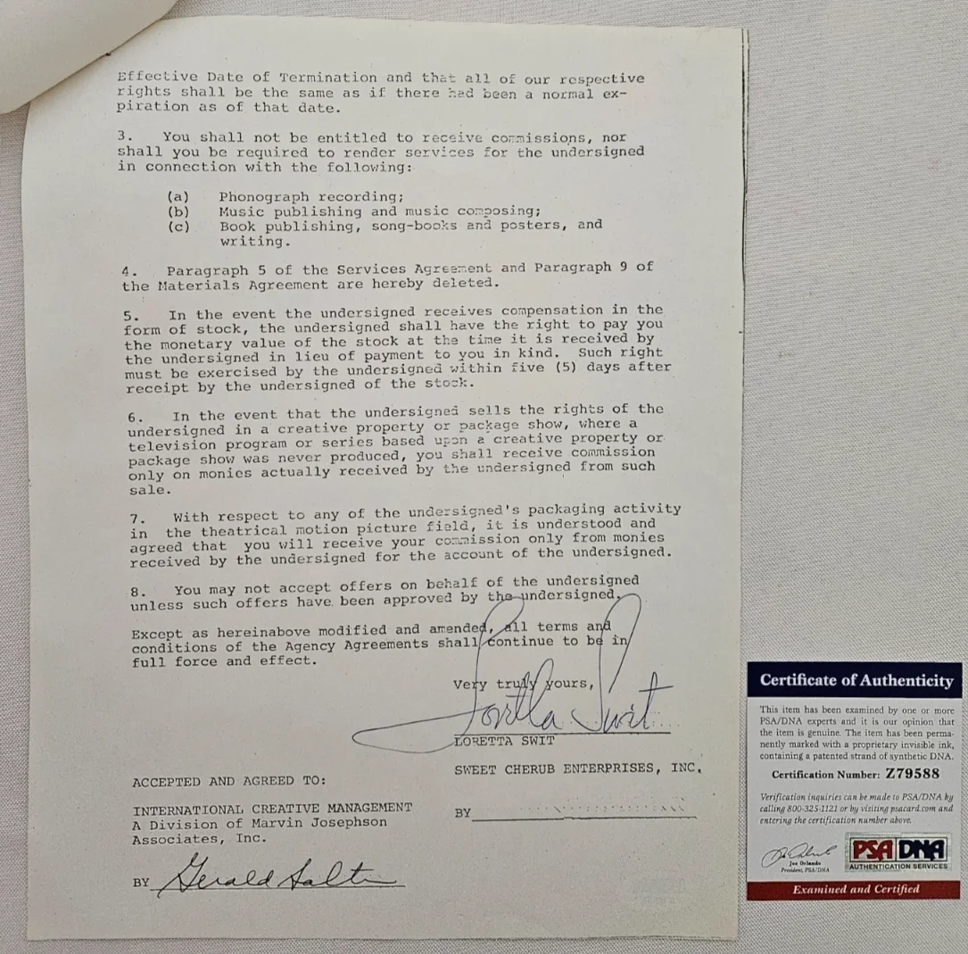 Loretta Swit — Loretta Swit Signed 1980 Contract w/ PSA/DNA CoA, Maj. Margaret Houlihan M*A*S*H, изображение 2