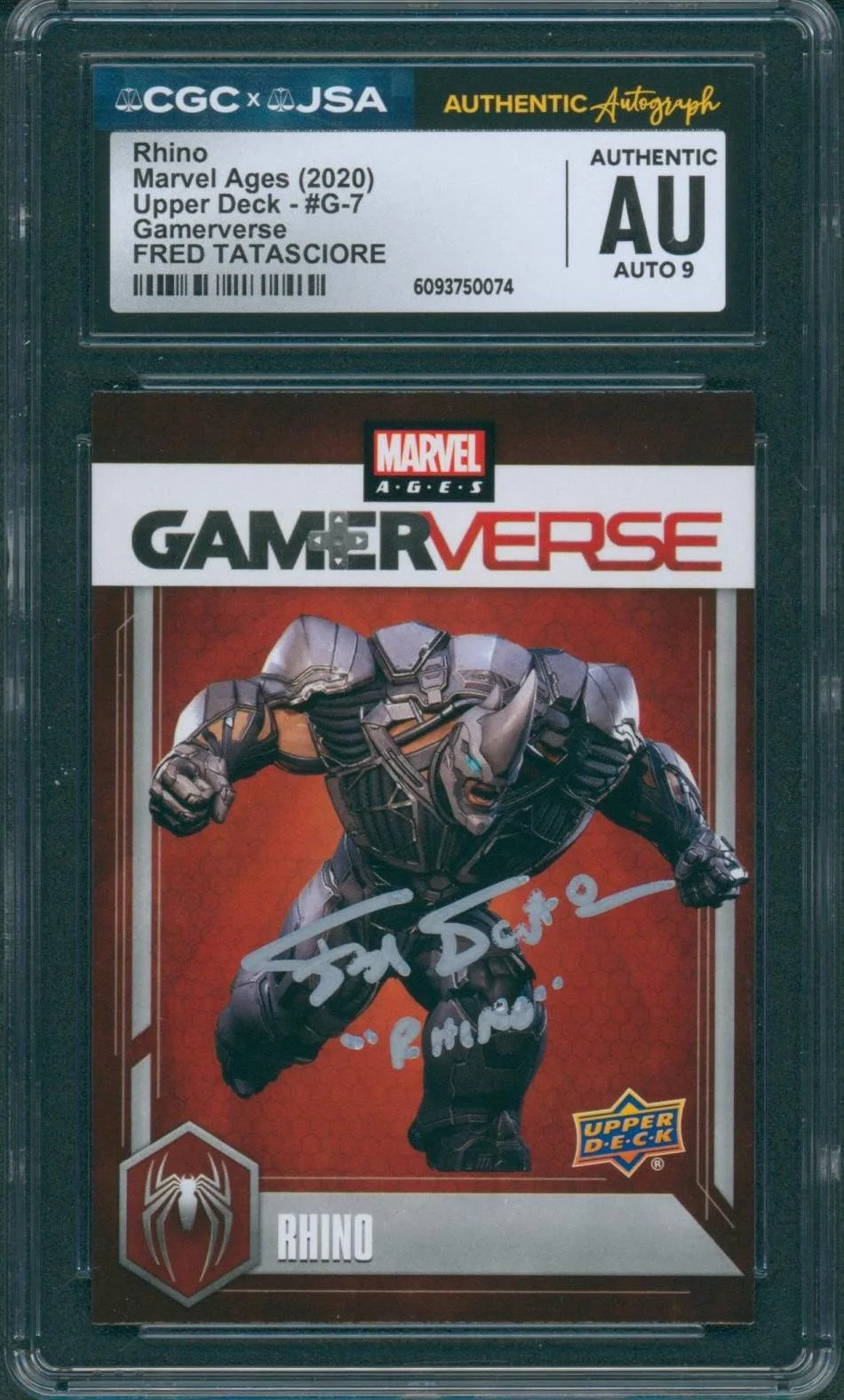 Fred Tatasciore — Fred Tatasciore Signed Card Spider-Man Upper Deck Rhino Autograph CGC x JSA SLAB