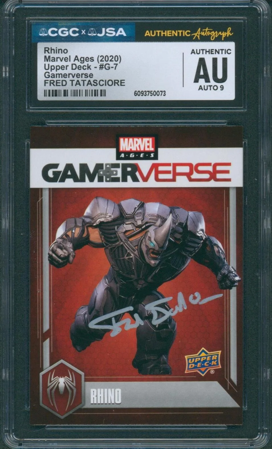 Fred Tatasciore — Fred Tatasciore Signed Card Spider-Man Upper Deck Rhino Autograph CGC x JSA SLAB