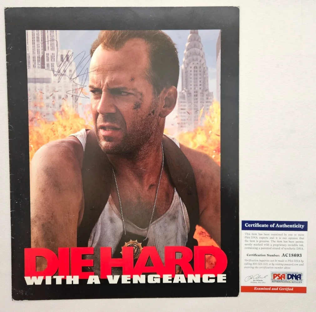 Bruce Willis — Bruce Willis signed 9" x 11.5" Pamphlet w/ PSA/DNA CoA, Die Hard