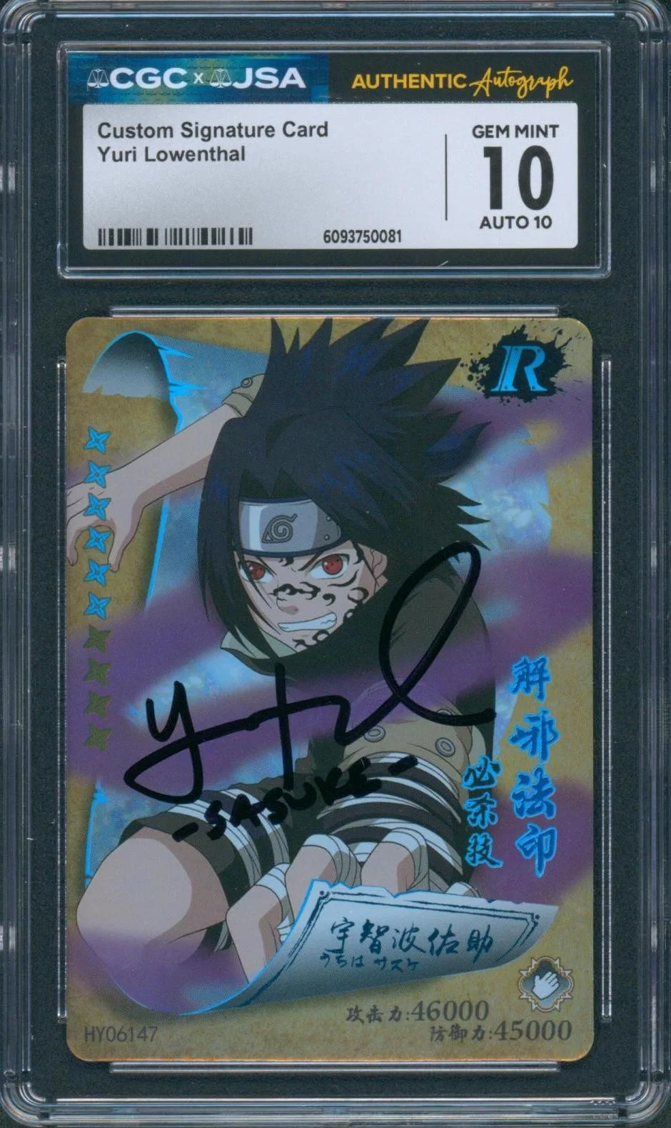 Yuri Lowenthal — Yuri Lowenthal Signed Card Sasuke Naruto Autograph Gem Mint 10 CGC x JSA SLAB
