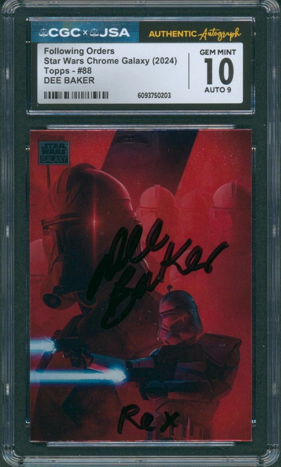 Dee Bradley Baker — Dee Bradley Baker Signed Card Star Wars Chrome Galaxy Rex Mint 10 CGC x JSA SLAB