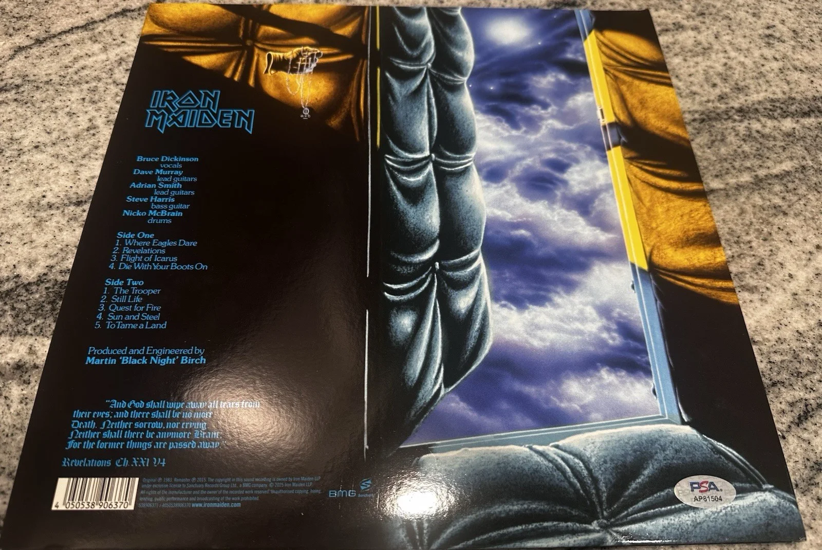 Bruce Dickinson Signed Iron Maiden “Piece Of Mind” Inscribed “The Trooper” JSA, изображение 3