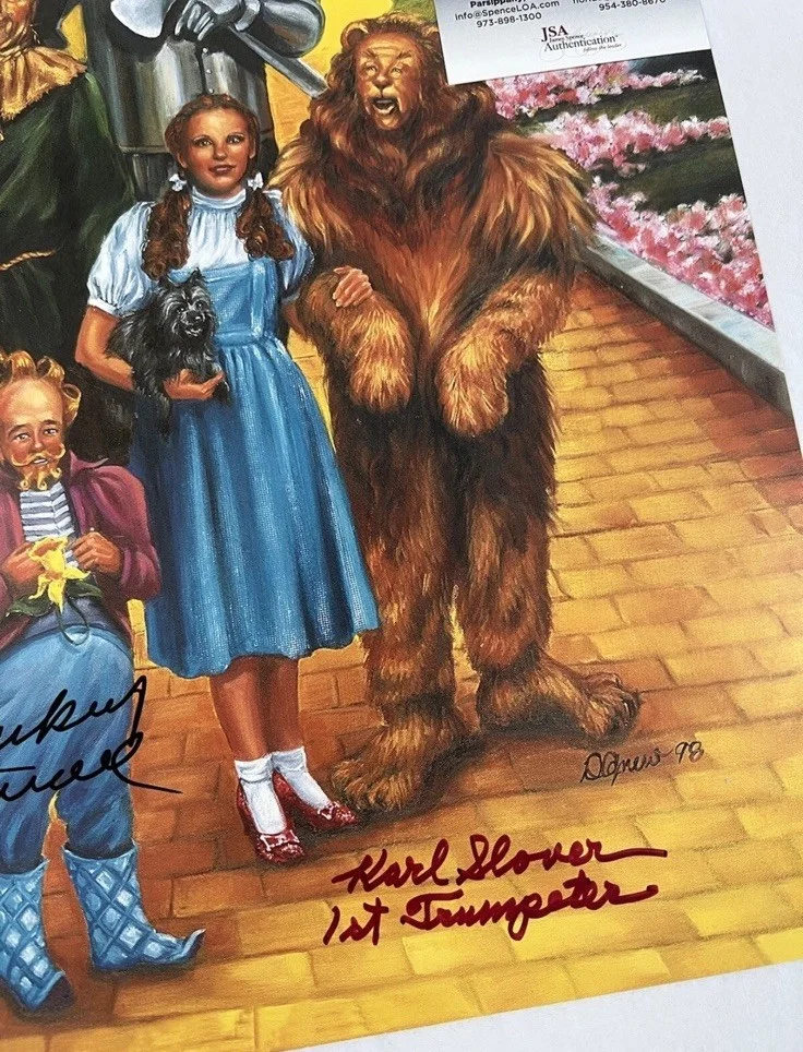 Jerry Maren, Mickey Carroll, Karl Slover — Jerry Maren, Slover & Carroll Signed Auto 14x11 Photo ‘Wizard of Oz’ JSA COA, изображение 5