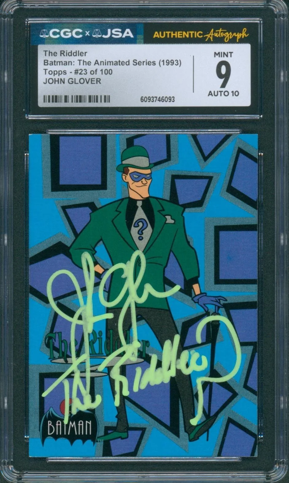 John Glover — John Glover Signed Card Batman Animated Series Riddler Mint 9 CGC x JSA SLAB