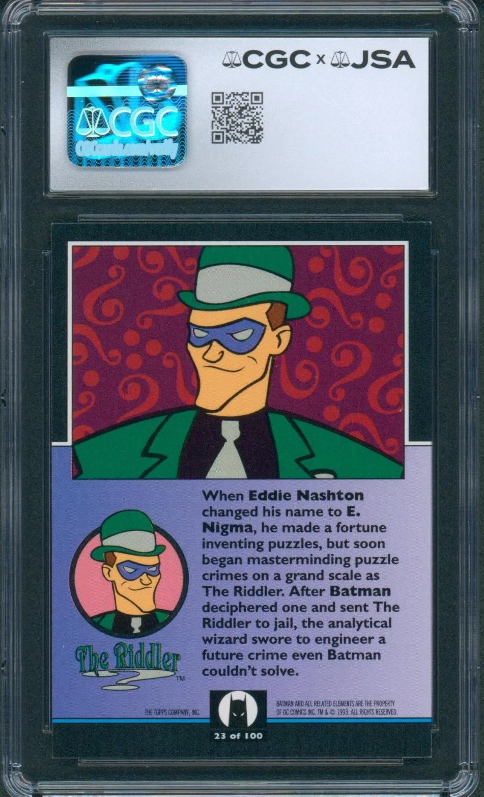 John Glover — John Glover Signed Card Batman Animated Series Riddler Mint 9 CGC x JSA SLAB, изображение 2