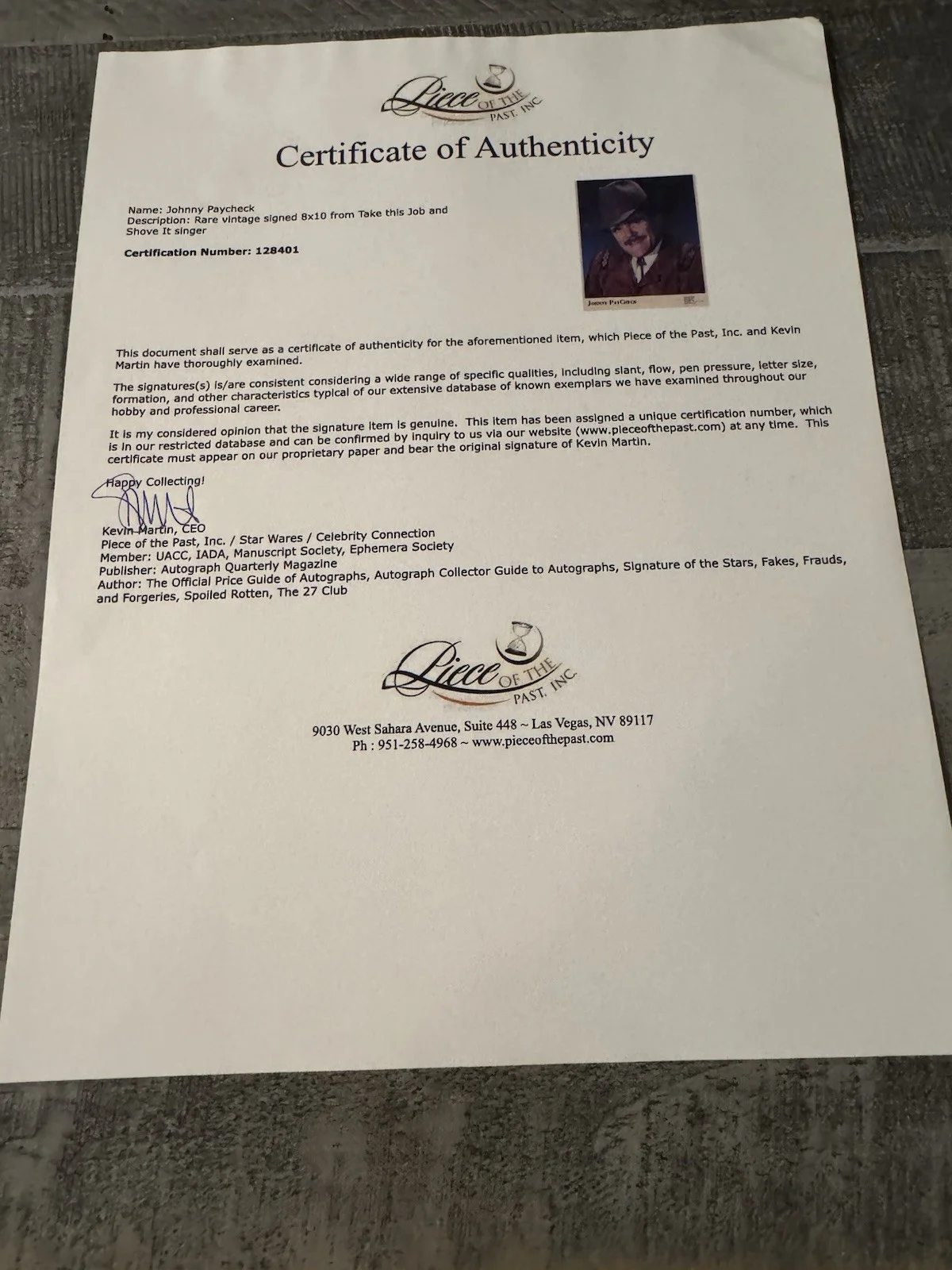 JOHNNY PAYCHECK Signed 8x10 Photo COUNTRY MUSIC OUTLAW TAKE THIS JOB Dual COAs, изображение 3