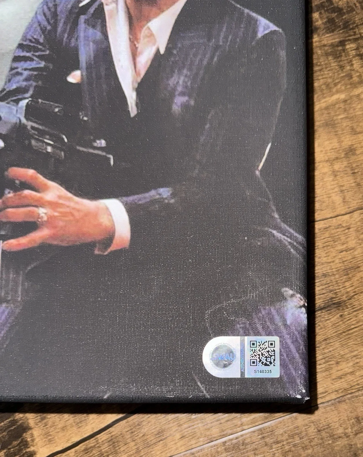 Al Pacino signed scarface Tony Montana Autographed Rare 11x14 canvas Swau Authen, image 3