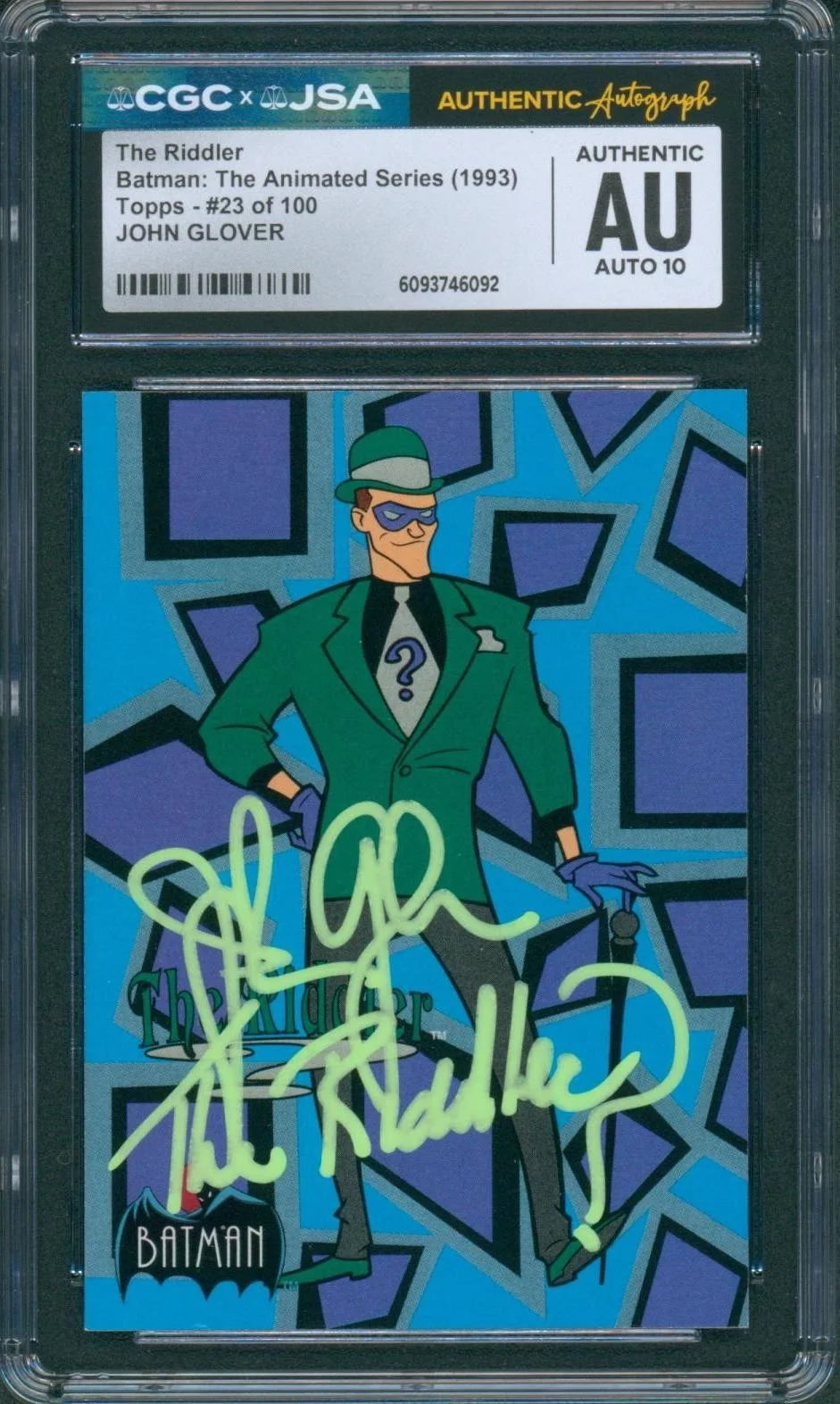 John Glover — John Glover Signed Card Batman Animated Series Riddler Topps '93 CGC x JSA SLAB