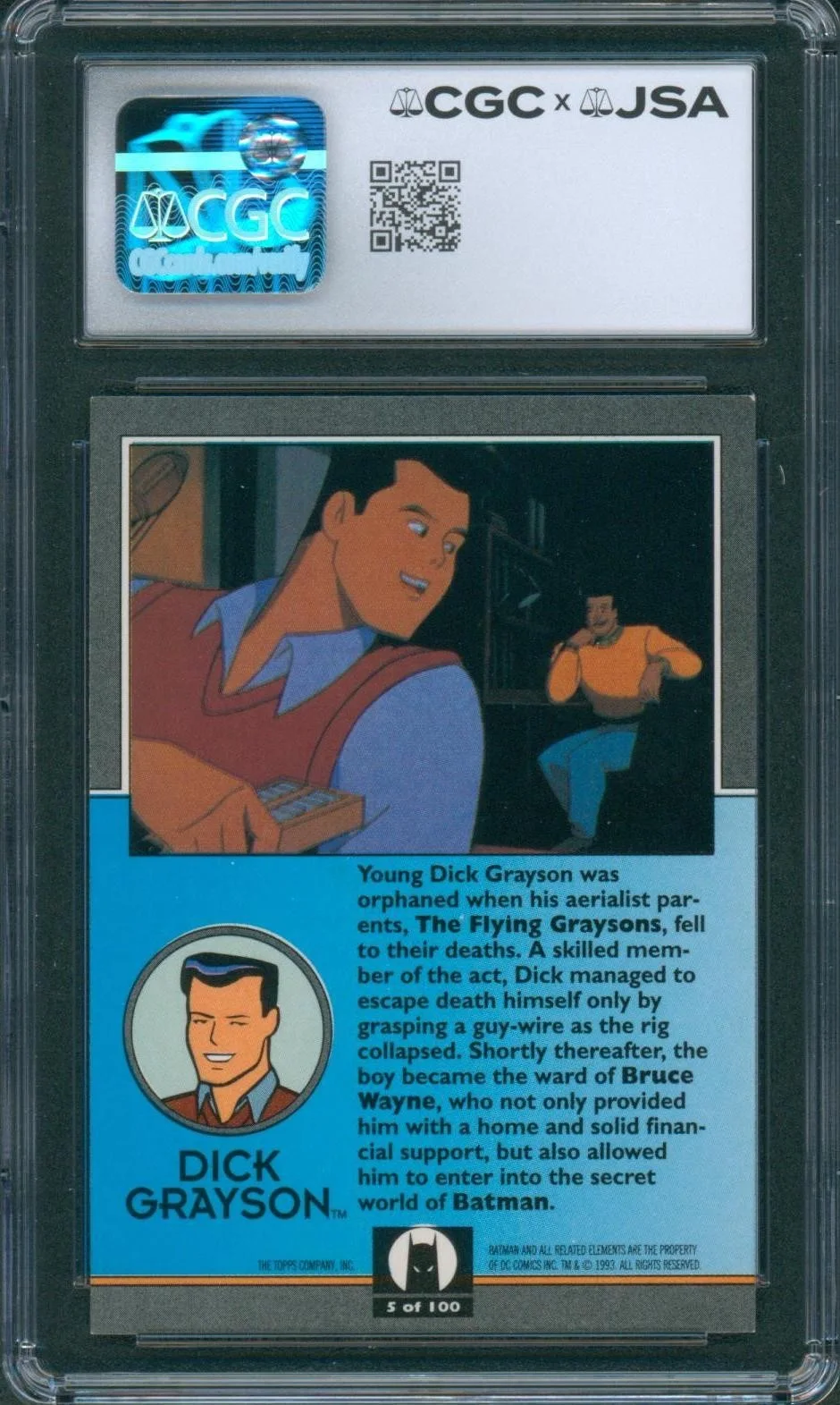Loren Lester — Loren Lester Signed Card Batman Animated Series Robin Topps 1993 CGC x JSA SLAB, image 2