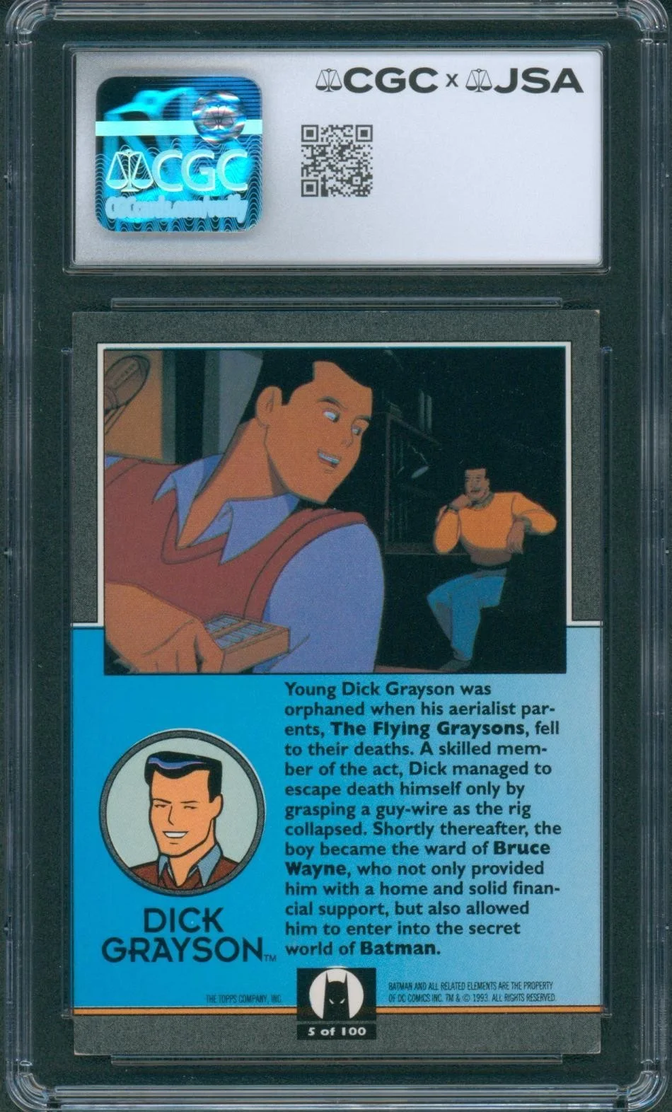 Loren Lester — Loren Lester Signed Card Batman Animated Series Robin Topps 1993 CGC x JSA SLAB, image 2