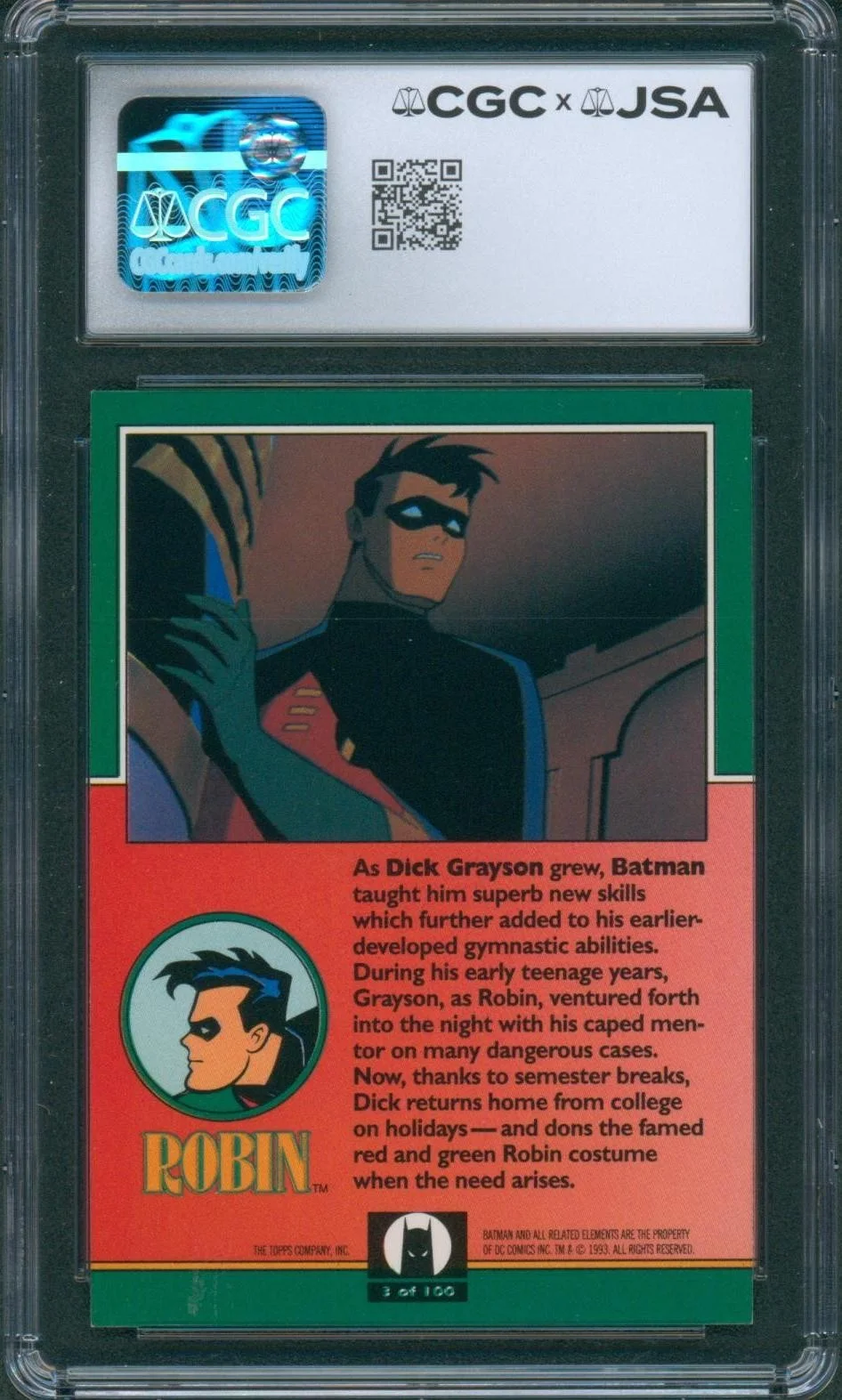 Loren Lester — Loren Lester Signed Card Batman Animated Series Robin Topps 1993 CGC x JSA SLAB, image 2