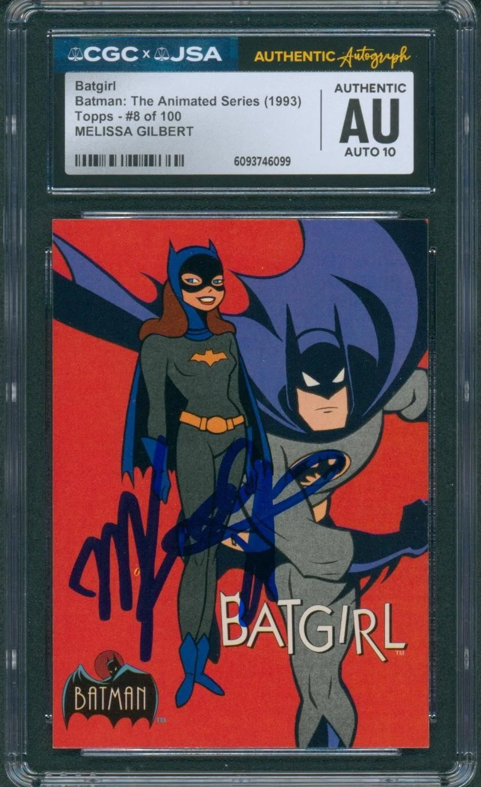 Melissa Gilbert — Melissa Gilbert Signed Card Batman Animated Series Batgirl Topps CGC x JSA SLAB