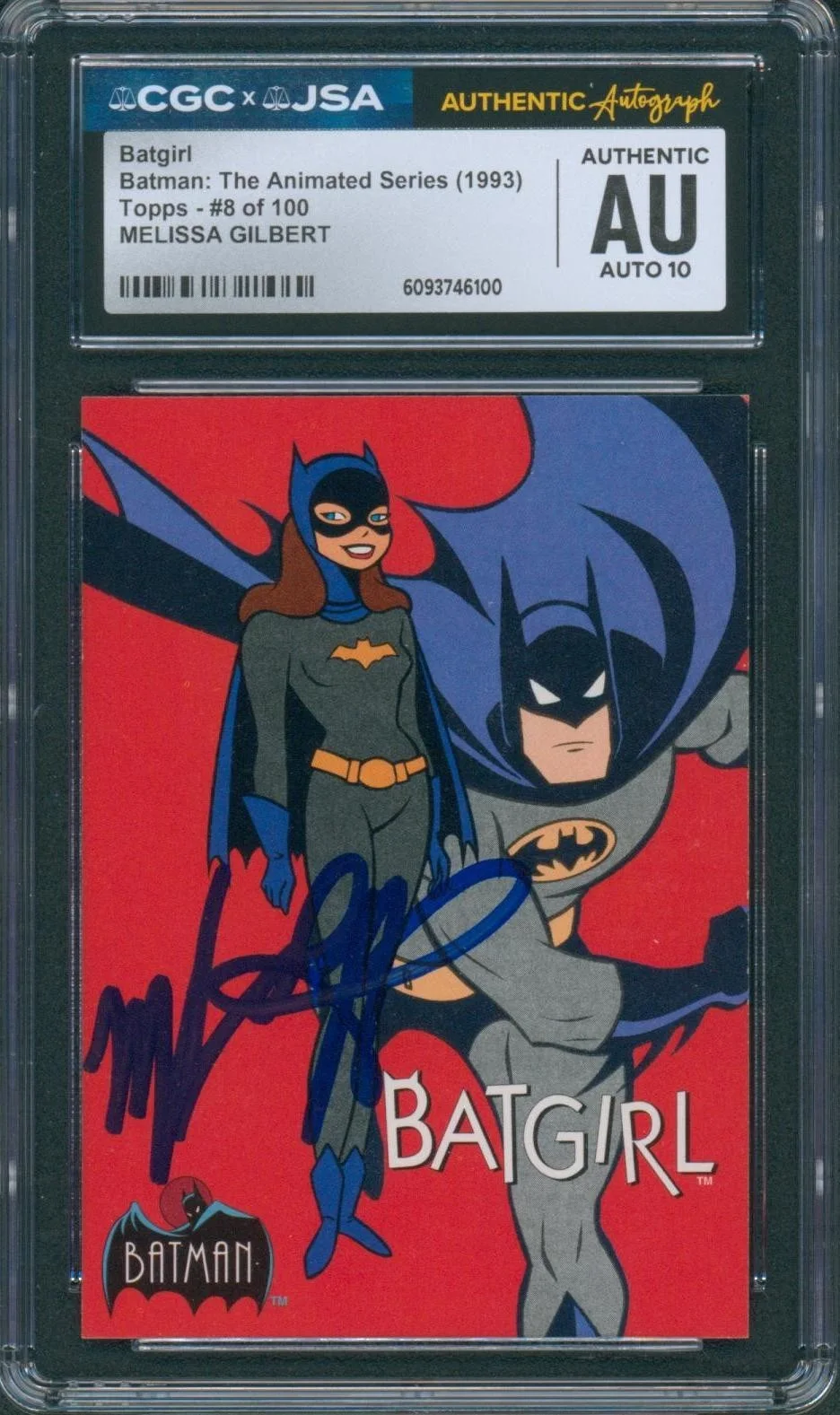 Melissa Gilbert — Melissa Gilbert Signed Card Batman Animated Series Batgirl Topps CGC x JSA SLAB